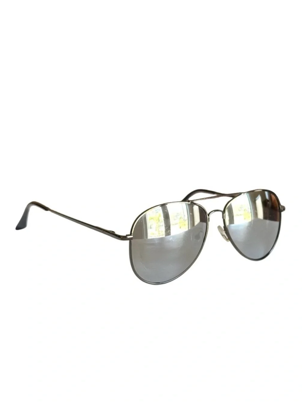 Silver Aviator Sunglasses Reflective Lenses Metal Frame Unisex Classic GUC